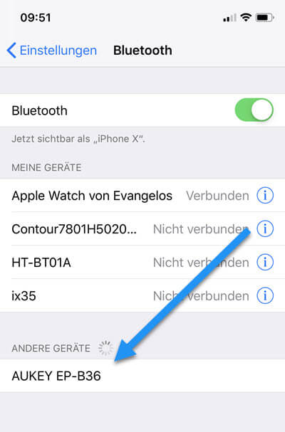 AUKEY EP-B36 verbinden mit iPhone AUKEY EP-B36 verbinden mit iPhone