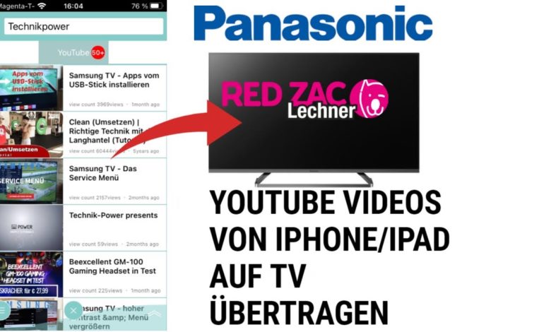Youtube Videos von iPhone auf Panasonic TV uebertragen