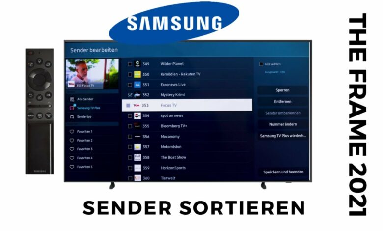Samsung The Frame 2021 Sender sortieren