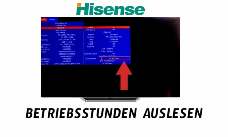 Hisense TV Betriebsstunden auslesen Hisense TV Betriebsstunden auslesen