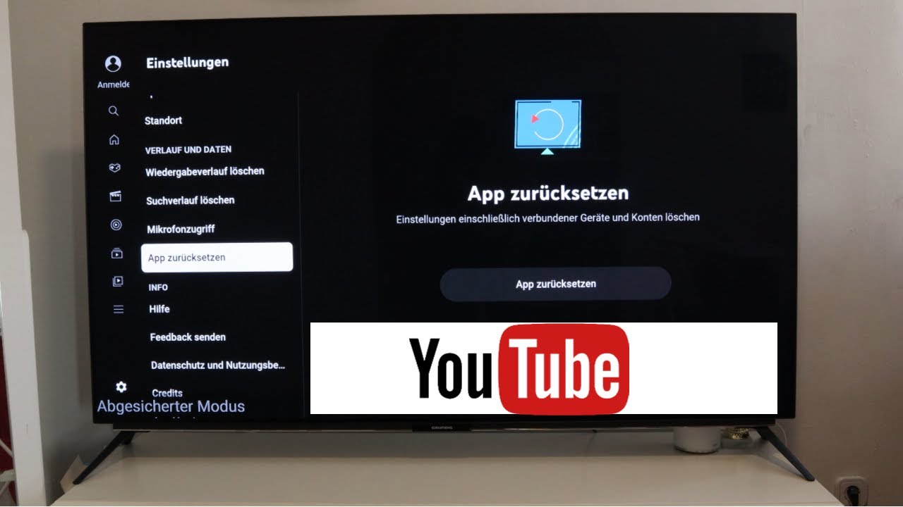 YouTube App zuruecksetzen Android TV